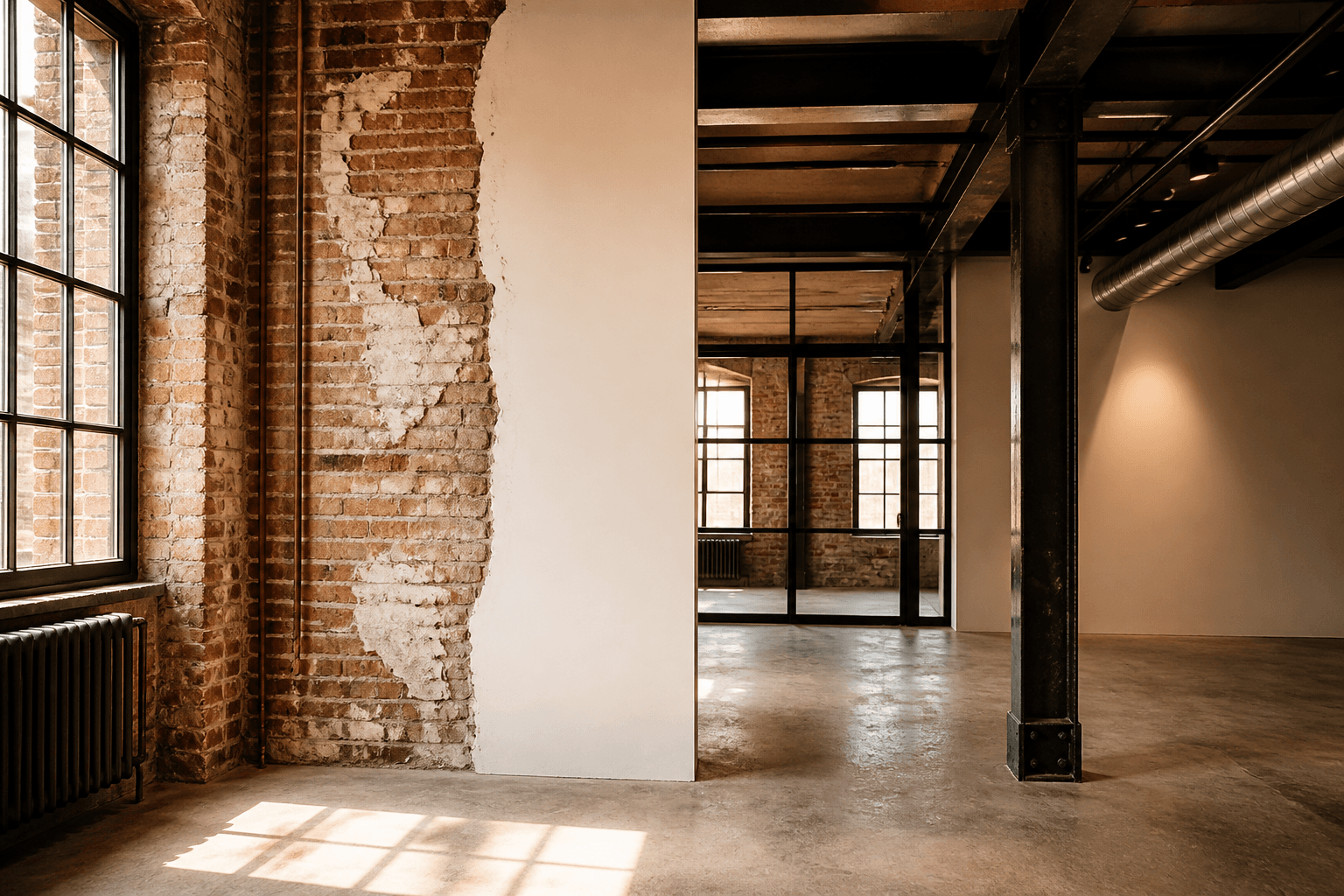 Illustrative renovated commercial property interior concept